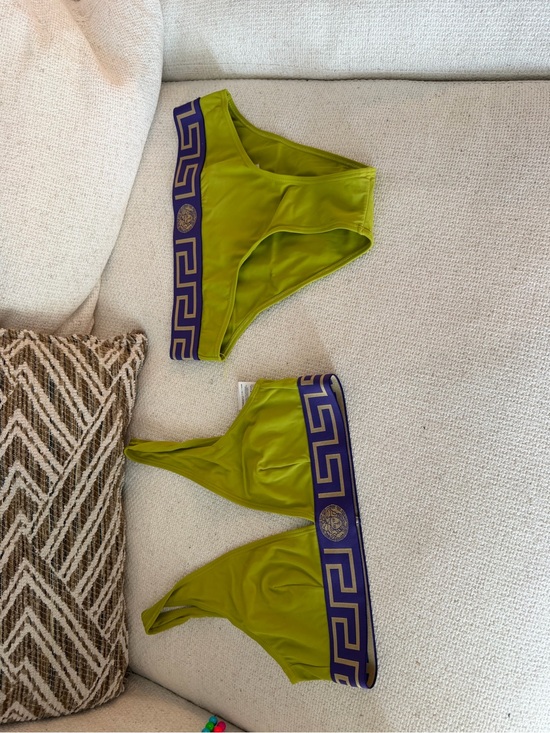 Versace Other - Versace Olive Green & Purple Logo Band Two-Piece Swim Sett